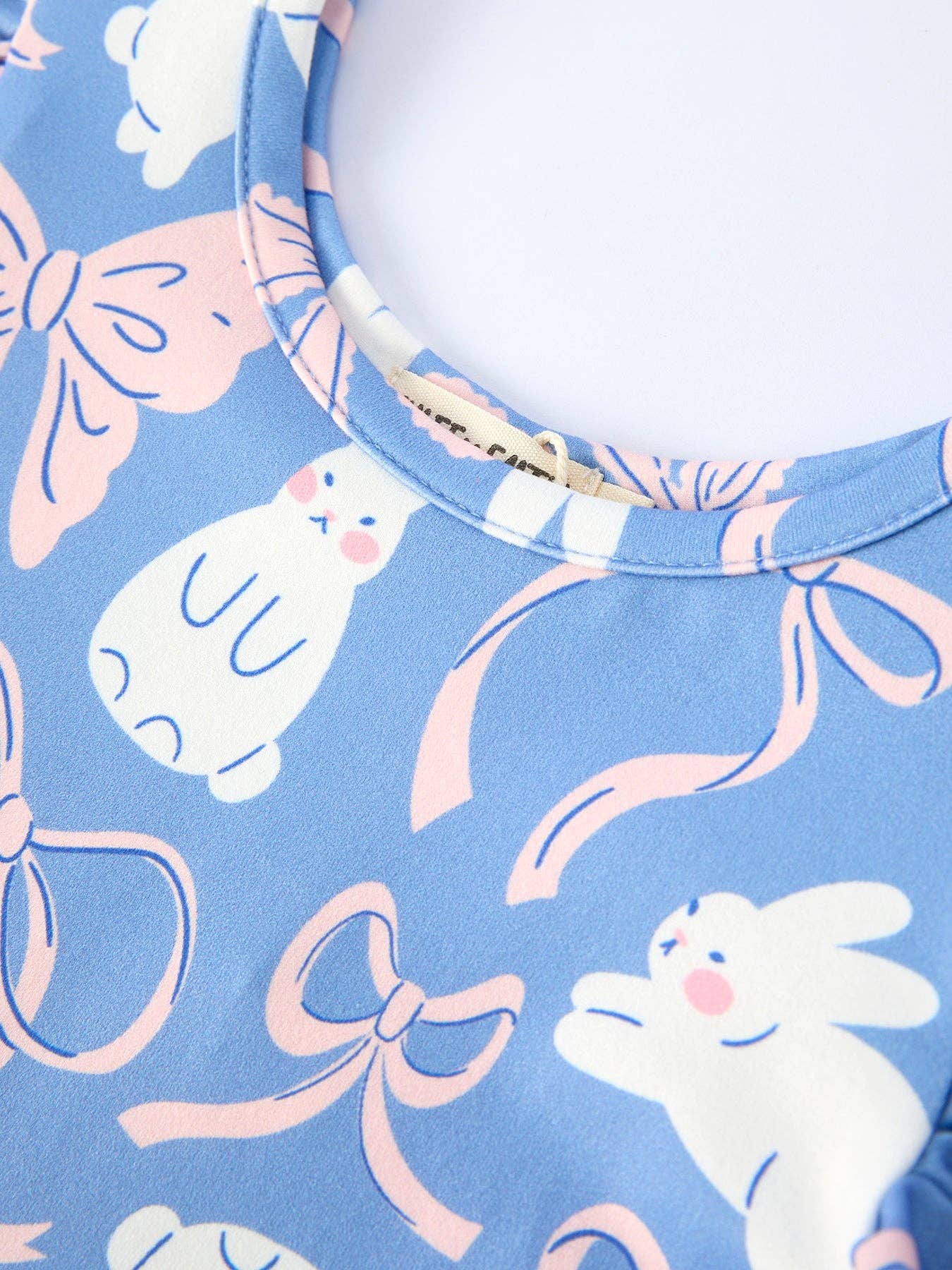 Easter Bunny Bow Pastel Girls Ruffle Hem Dress: 2 - Persnickety Shop