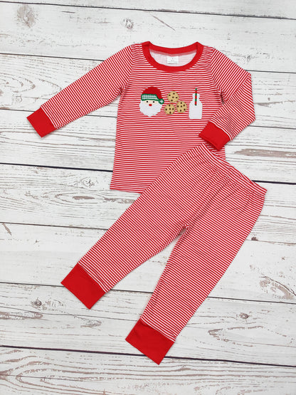Santa's Milk & Cookies Appliqué Boys Pajamas: 3-6M - Persnickety Shop