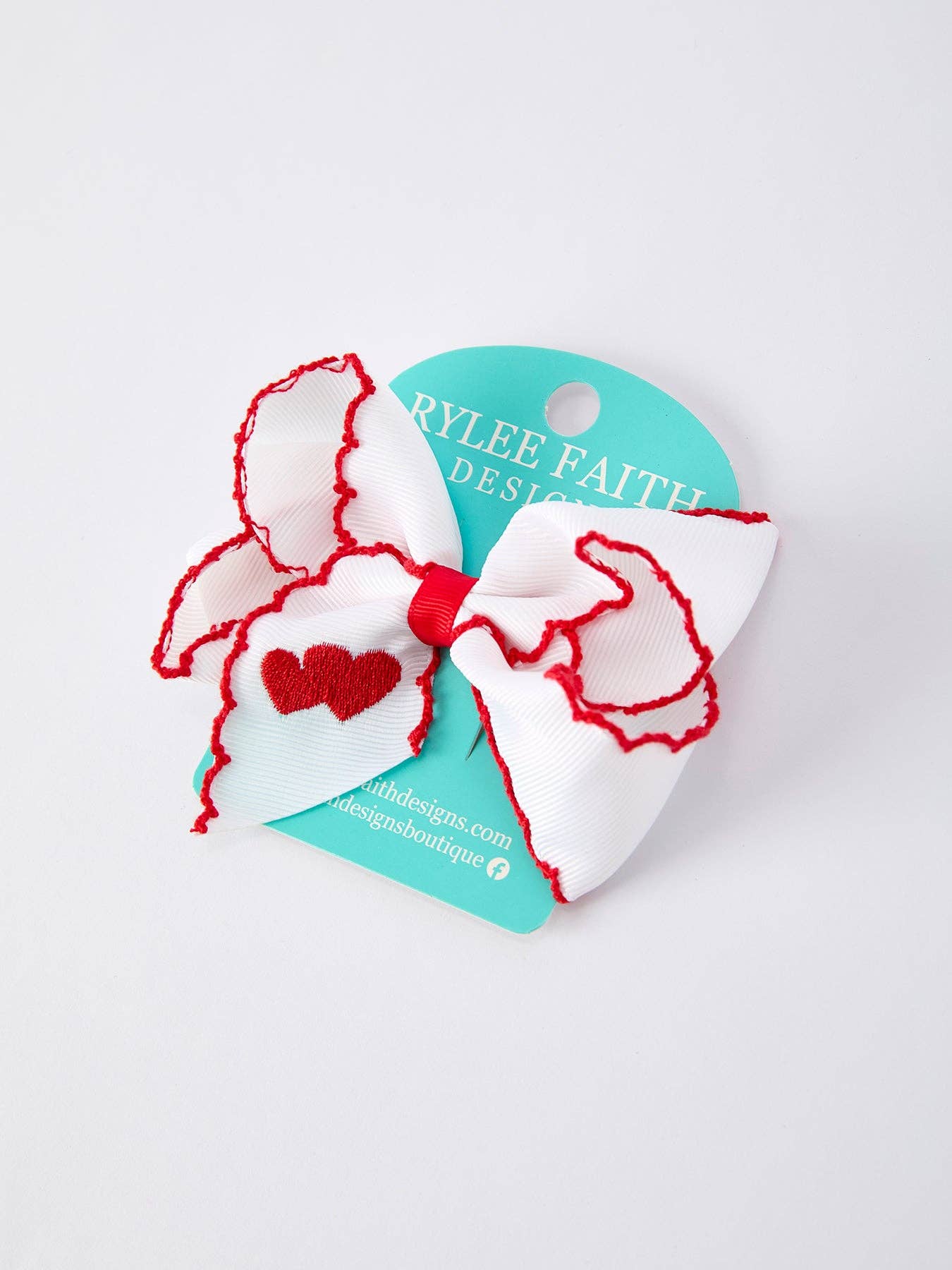 White/ Red Heart Embroidery - Persnickety Shop