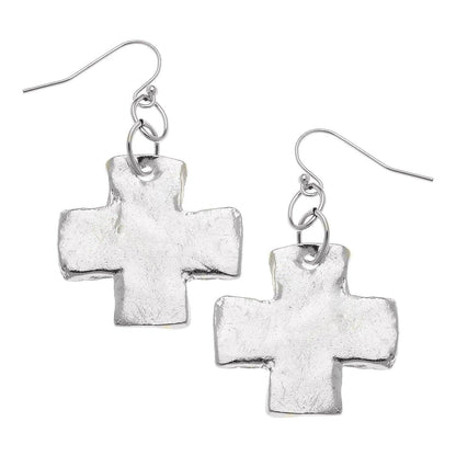 Square Cross Earrings: Gold