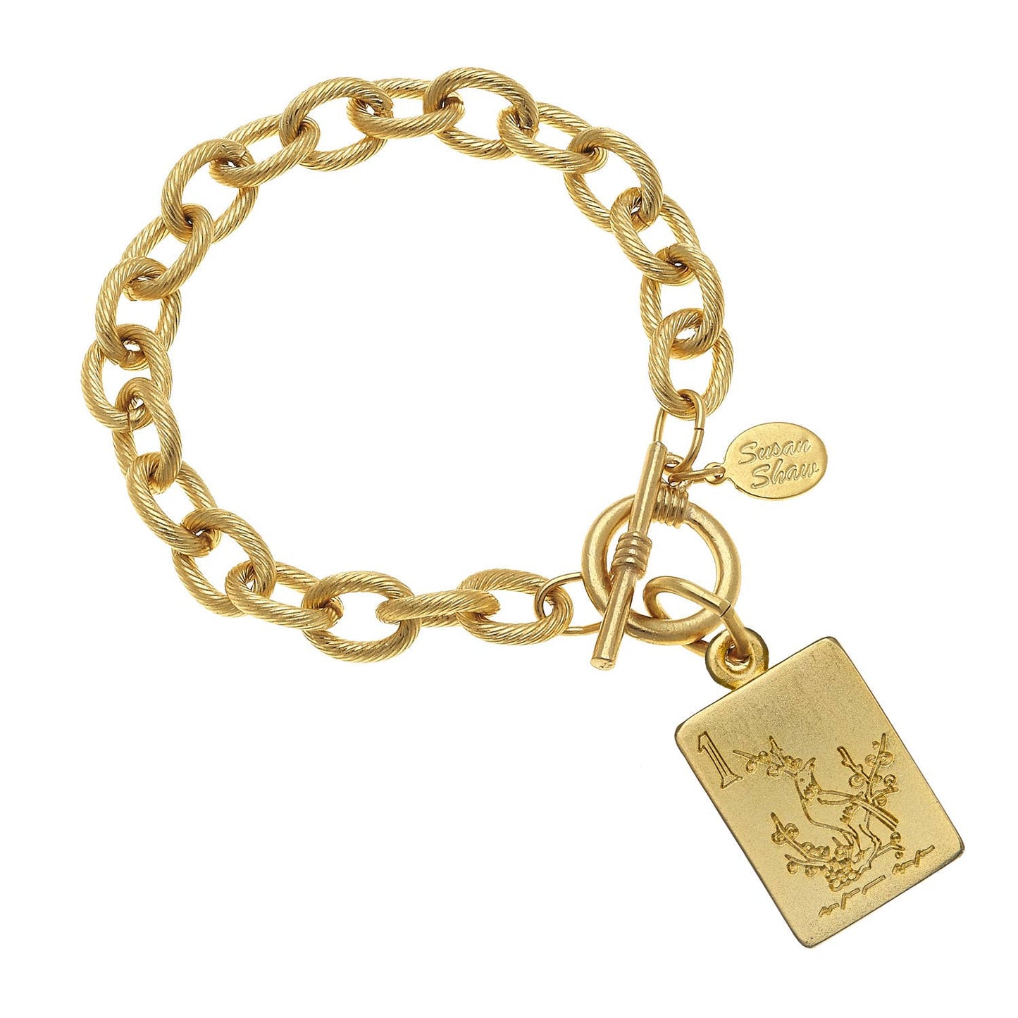 1 Bam Bird Mahjong Tile Bracelet
