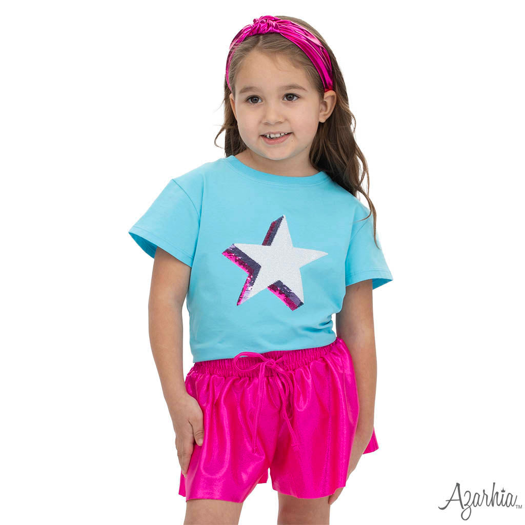 Azarhia Sequin Stars Turquoise Tee