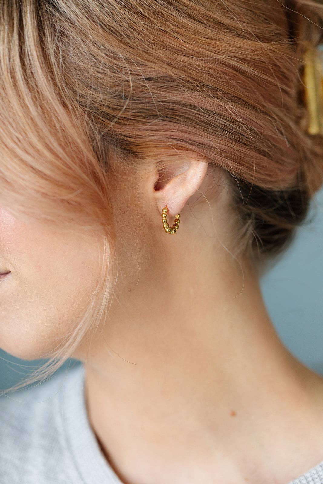 Beaded Huggie Hoop Earrings - Hypoallergenic, Girl Gift
