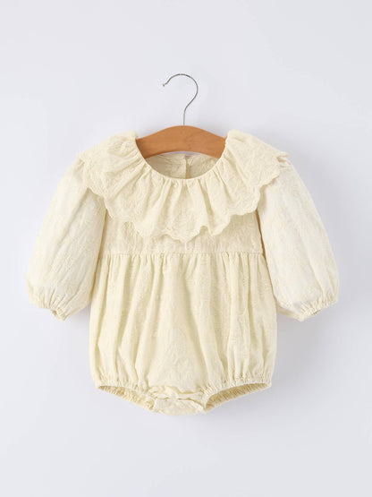 Long-Sleeved Embroidered Baby Doll Collar Romper: 24M - Persnickety Shop