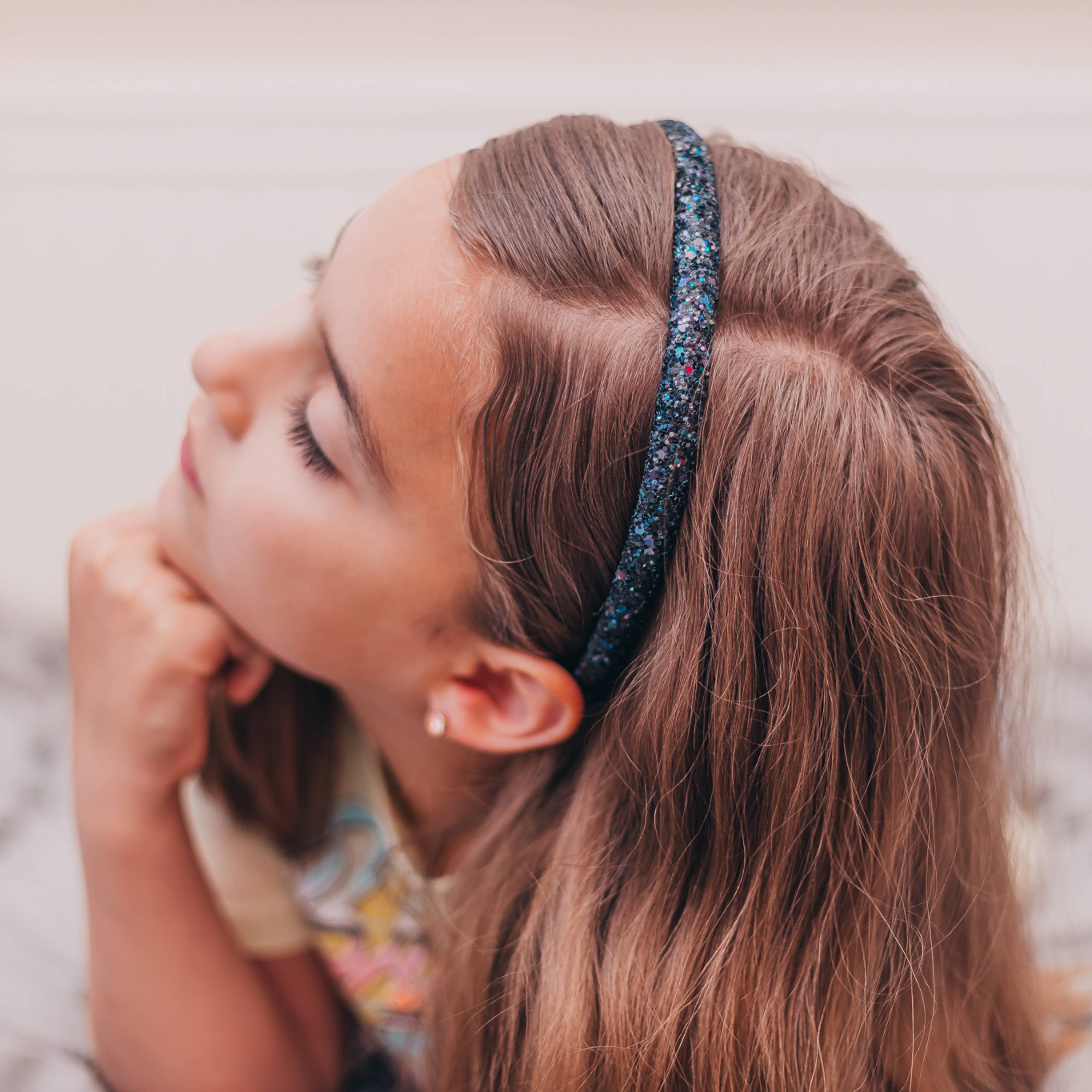 Thin Glitter Headband - Padded Hair Bands: Pink