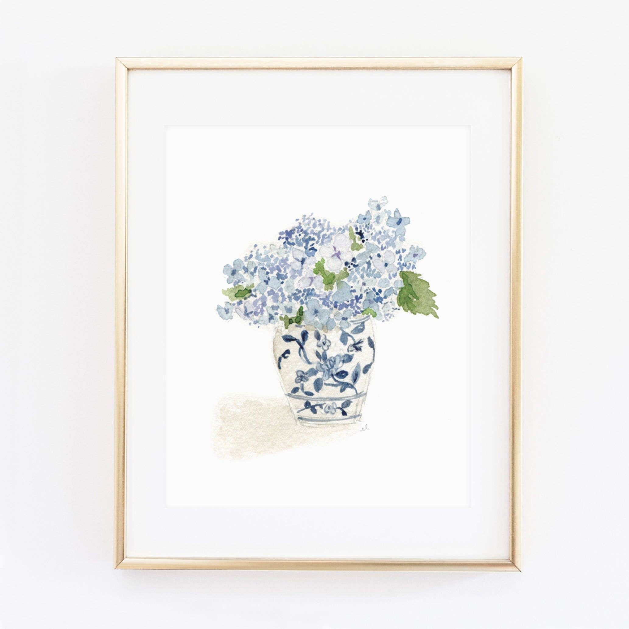 Hydrangea bouquet art print: 8x10