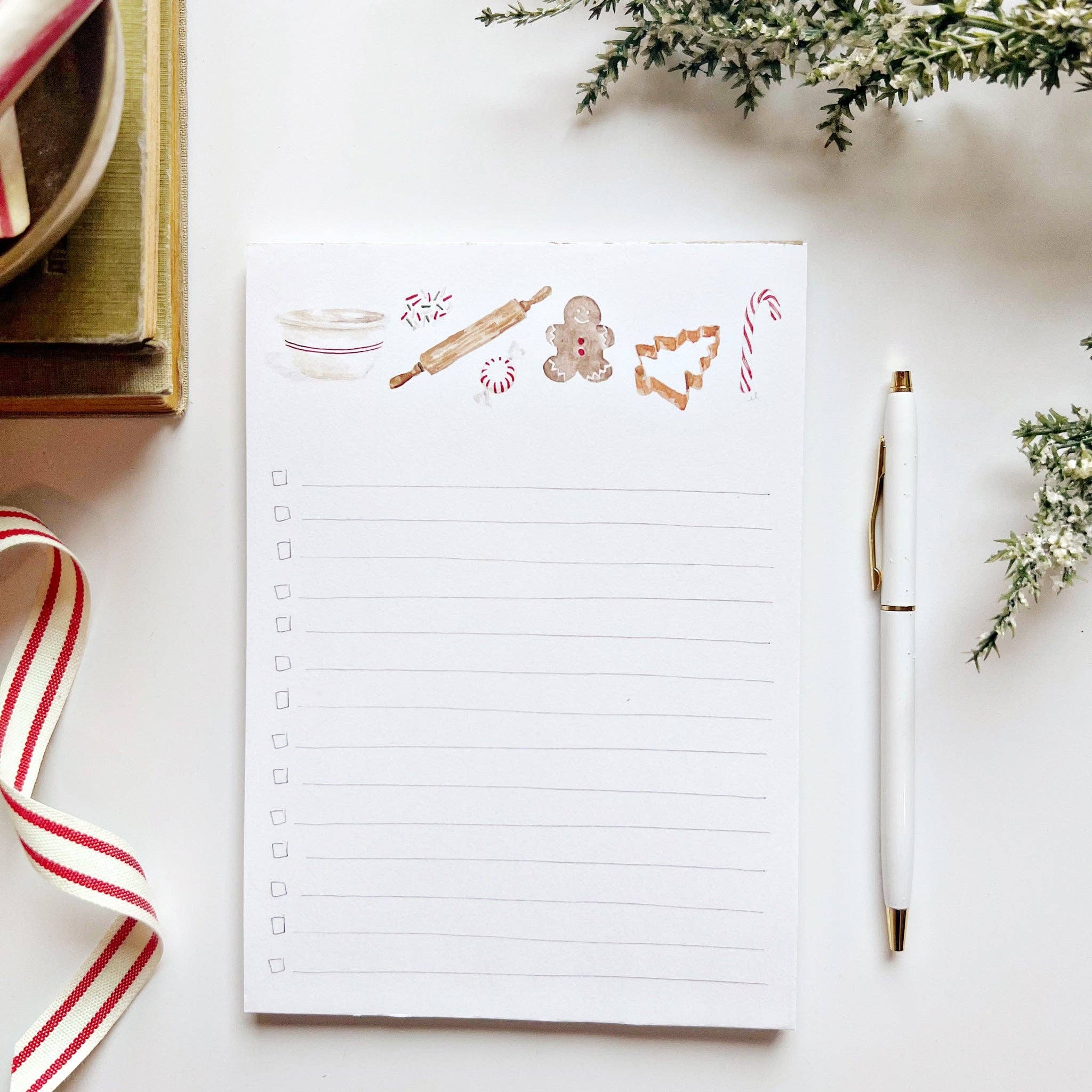 Christmas checklist notepad: Bell wreath - Persnickety Shop