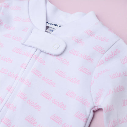 Little Sister Print Zip Footie: 12 Months - Persnickety Shop