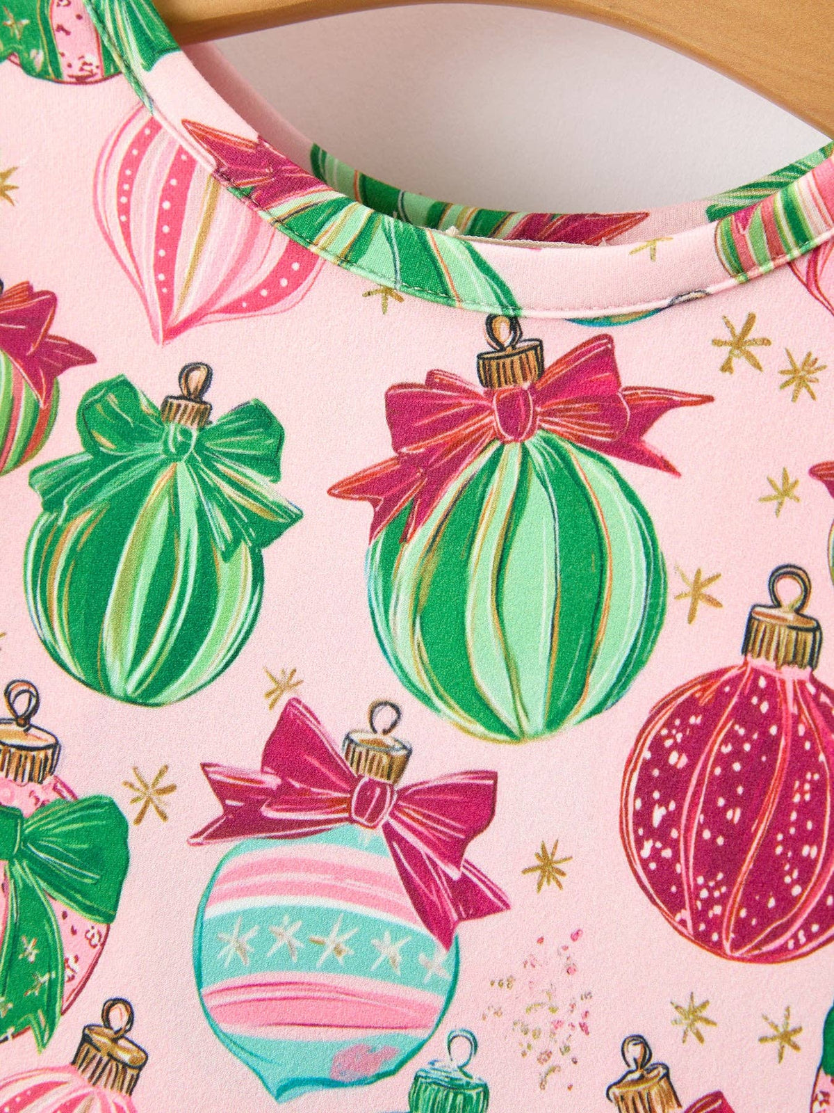 Christmas Girls Holiday Ornament Print Twirl Dress