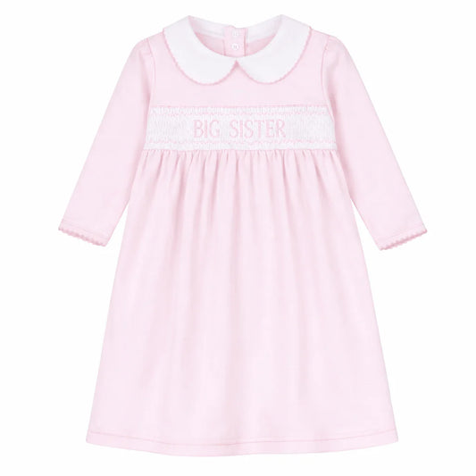 Magnolia Baby Big Sister Smocked Long Sleeve Dress - Pink