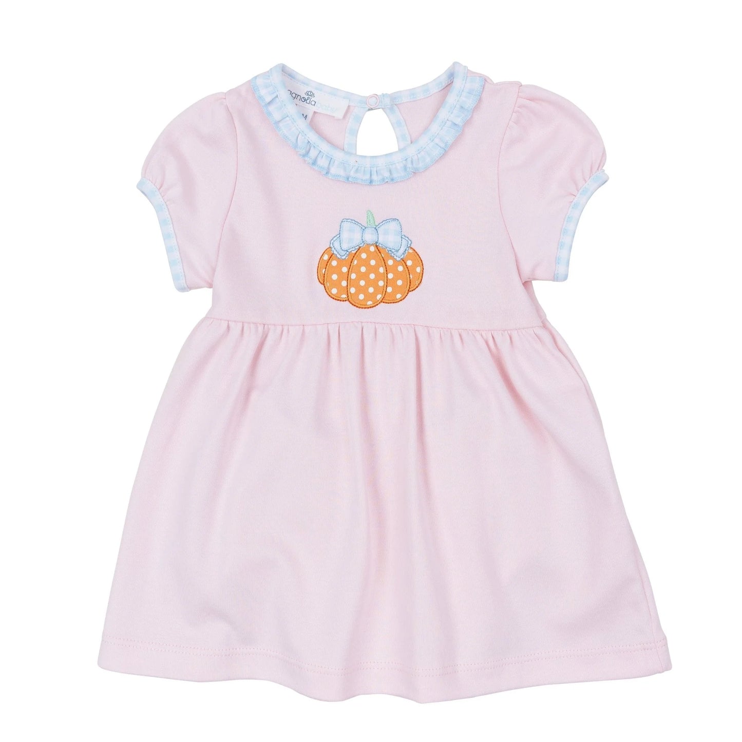 Magnolia Baby Bowtique Pumpkin Applique Collared Dress