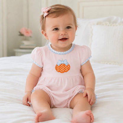 Magnolia Baby Bowtique Pumpkin Applique Ruffle Bubble