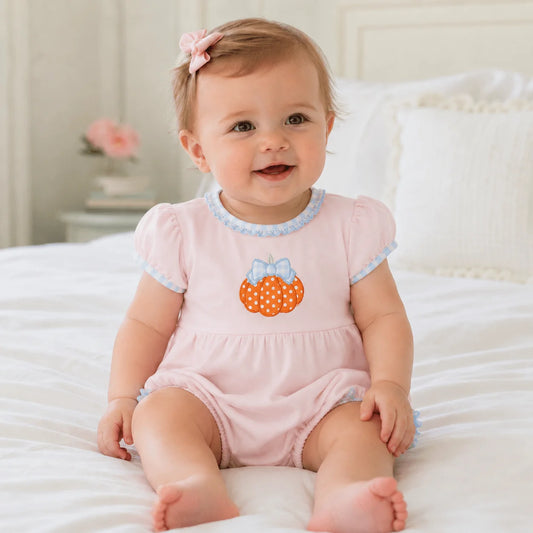 Magnolia Baby Bowtique Pumpkin Applique Ruffle Bubble