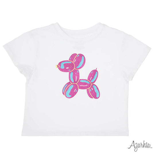 Azarhia Glitter Neon Balloon Dog White Boxy - Persnickety Shop