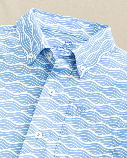 Southern Tide Boys Waves Coastal Breeze® Short Sleeve Sport Shirt - Persnickety Shop