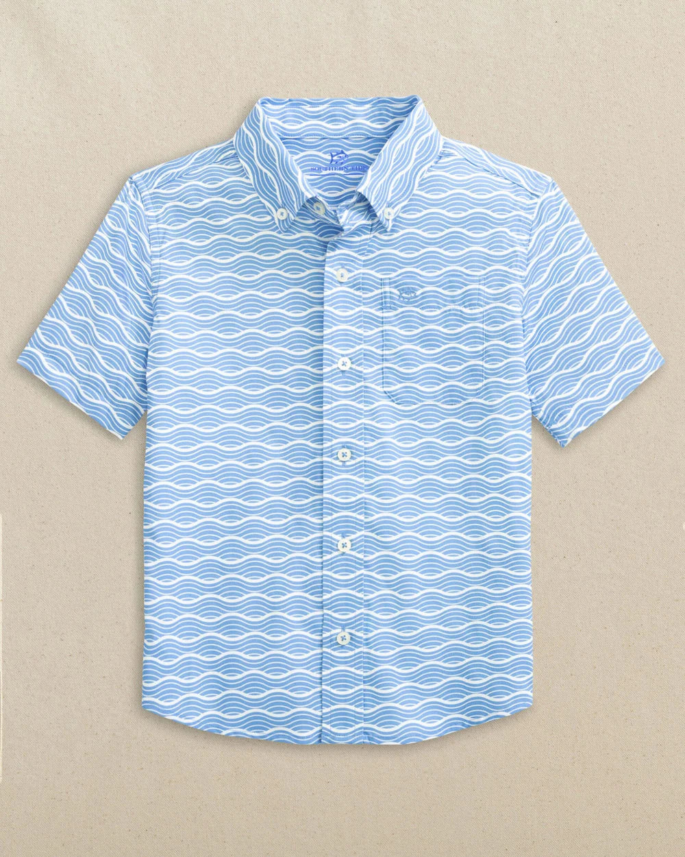 Southern Tide Boys Waves Coastal Breeze® Short Sleeve Sport Shirt - Persnickety Shop