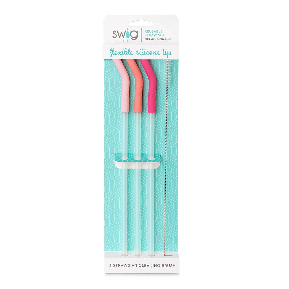 SWIG Blush/Coral/Pink  Reusable Straw Set (Mega Mugs) - Persnickety Shop