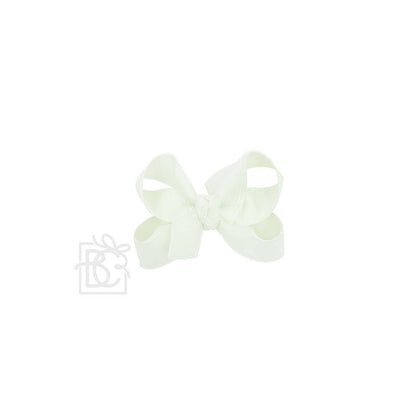 LAYERED ORGANZA/GROSGRAIN BOW ON CLIP: 5.5" Huge - 2.25" Ribbons on Alligator Clip / WHITE