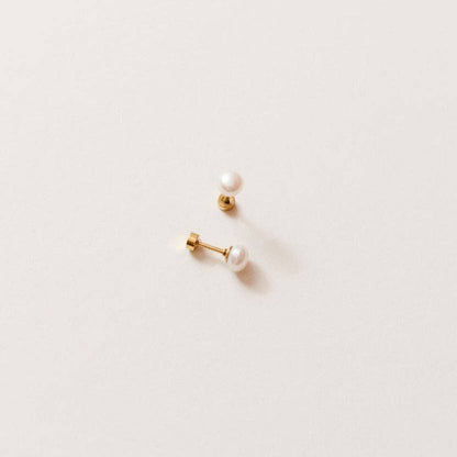 Pearl Stud Earrings - Hypoallergenic, Flat Back, Girl Gift