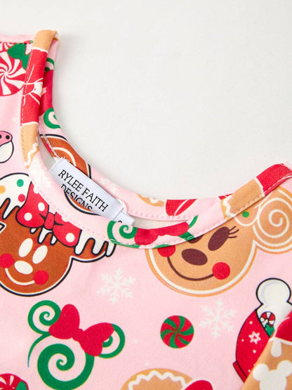 Christmas Character Sweet Gingerbread and Candy Print Girls Dress: 6 - Persnickety Shop