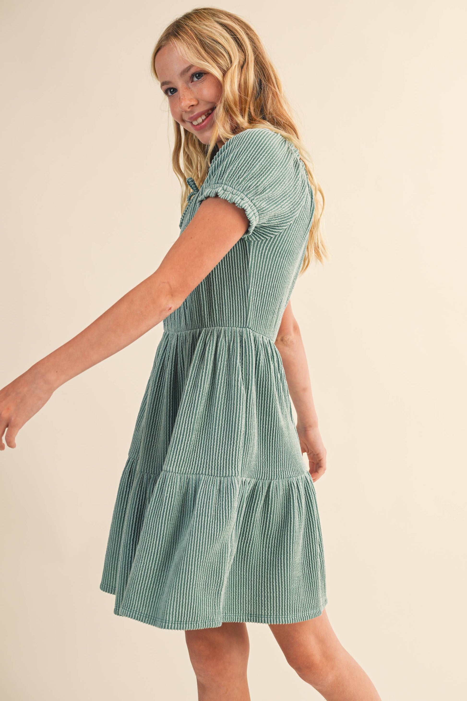 TWEEN KIDS GIRLS PUFF SLV TIERED DRESS (7-12): 8 - Persnickety Shop