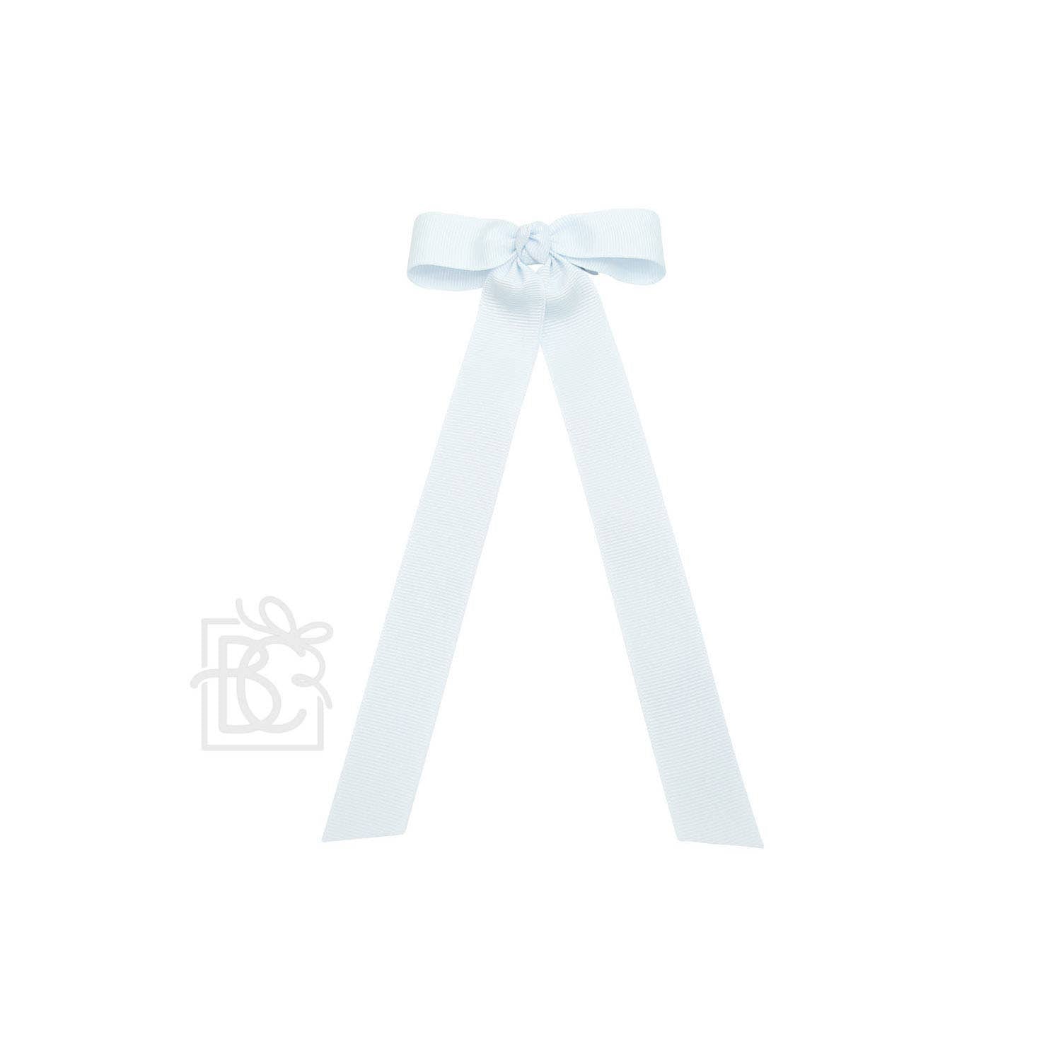 FLAT BOW W/ 7" STREAMERS ON ALLIGATOR CLIP: 3.5" W/ 7" Streamers / WHITE - Persnickety Shop