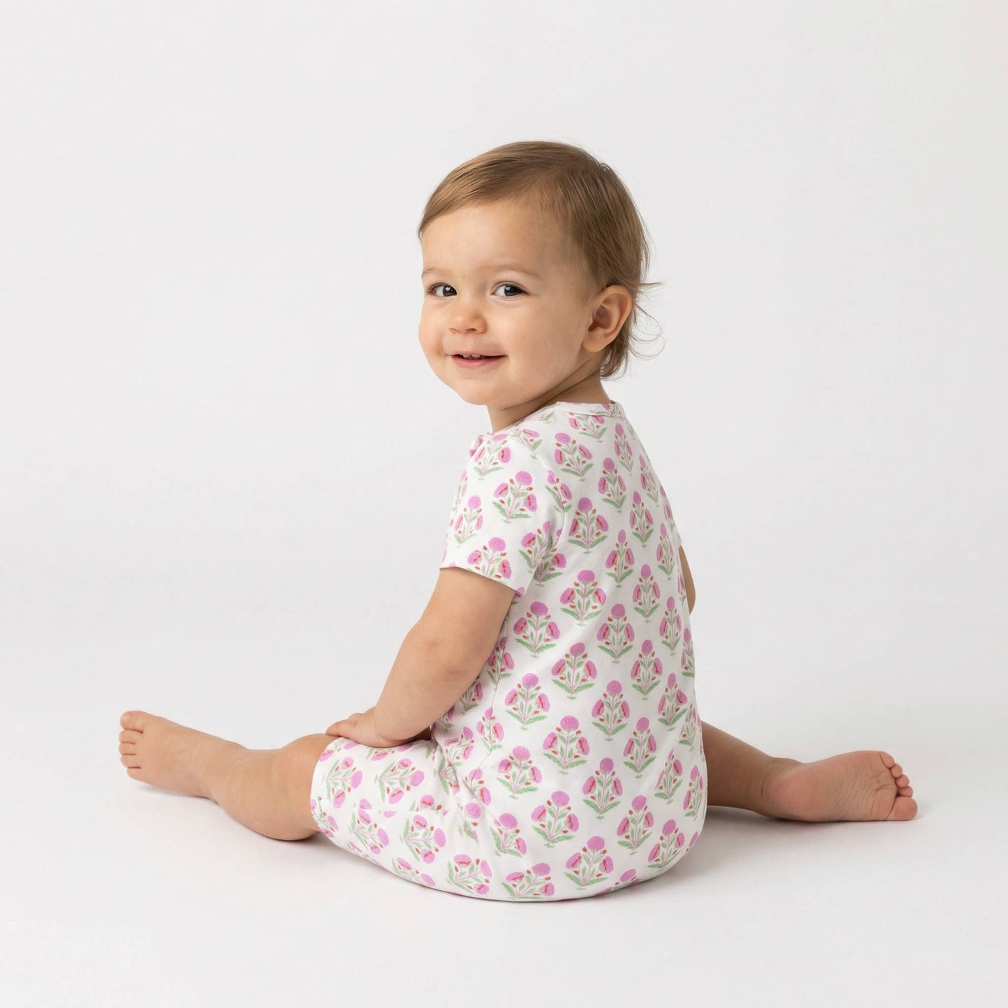 Pink Posy Short Sleeve & Shorts Bamboo Sleeper