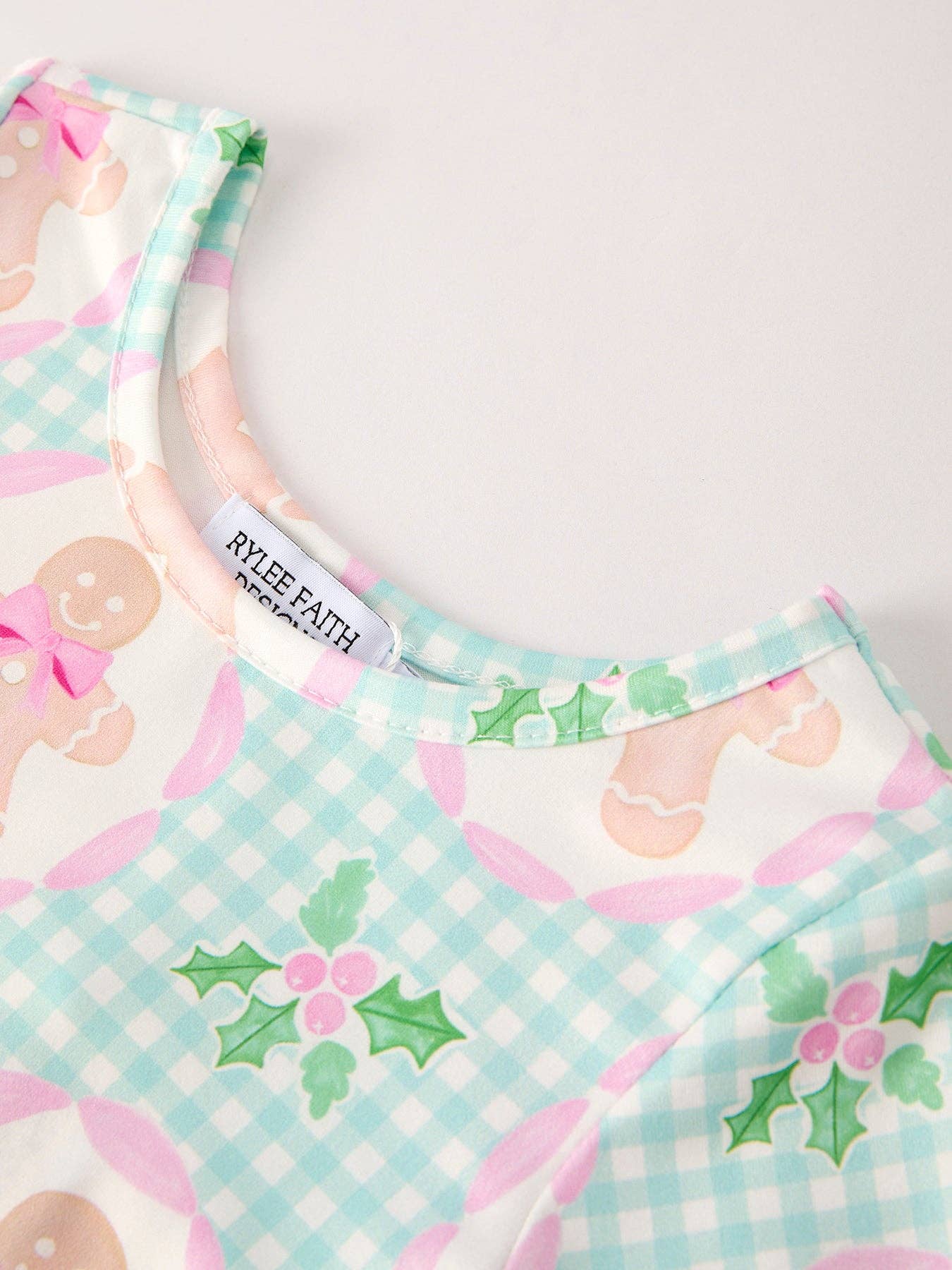 Christmas Gingerbread Man Print Plaid Girls Dress: 3 - Persnickety Shop