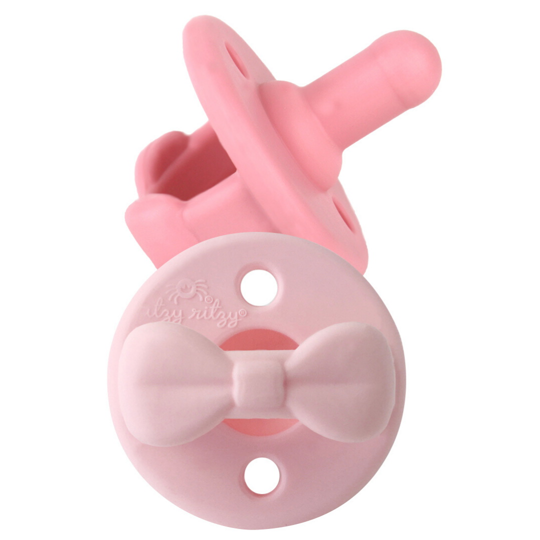 *NEW SIZE* Sweetie Soother™ Pacifier Sets (2-pack): 6-18 M Pink Bows - Persnickety Shop
