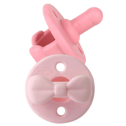 *NEW SIZE* Sweetie Soother™ Pacifier Sets (2-pack): 6-18 M Pink Bows - Persnickety Shop
