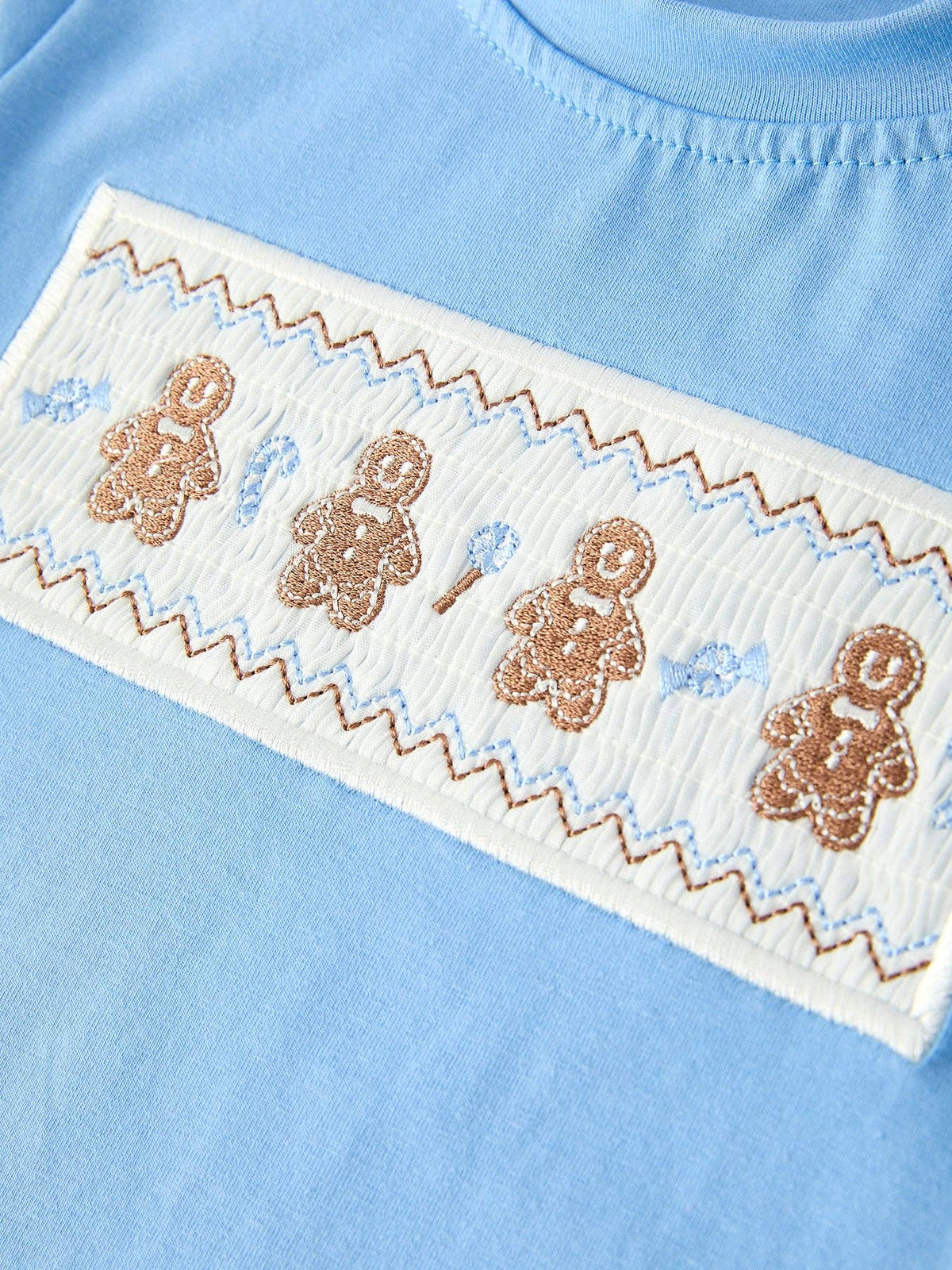 Christmas Vintage-Style Embroidered Gingerbread Plaid Boys Set: 3