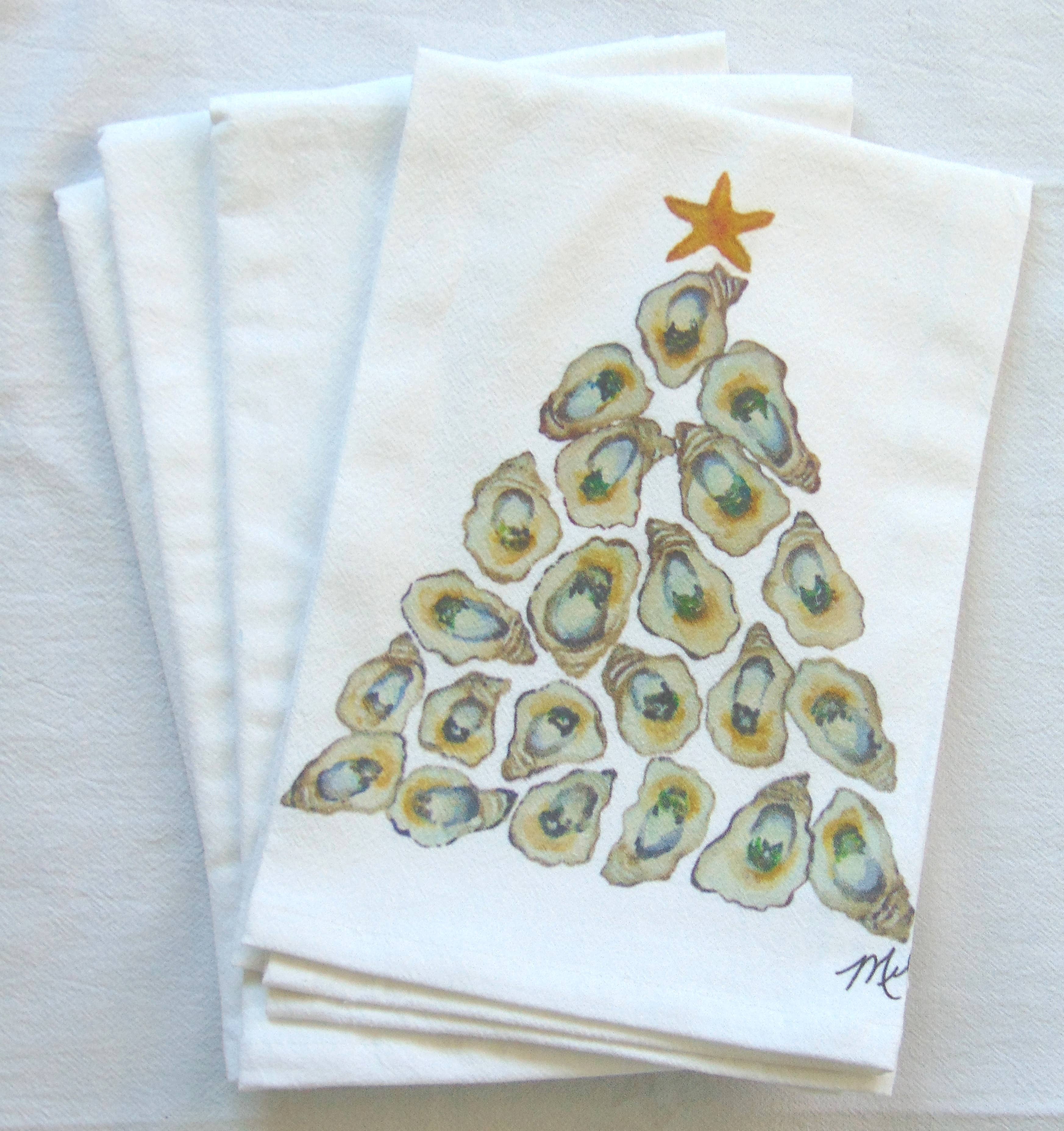 Limited Edition Oyster Shell Tree White Flour Sack Towel - Persnickety Shop