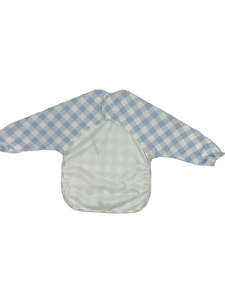 Long Sleeve Signature Catch All Bib - Blue Gingham: 6m-2T