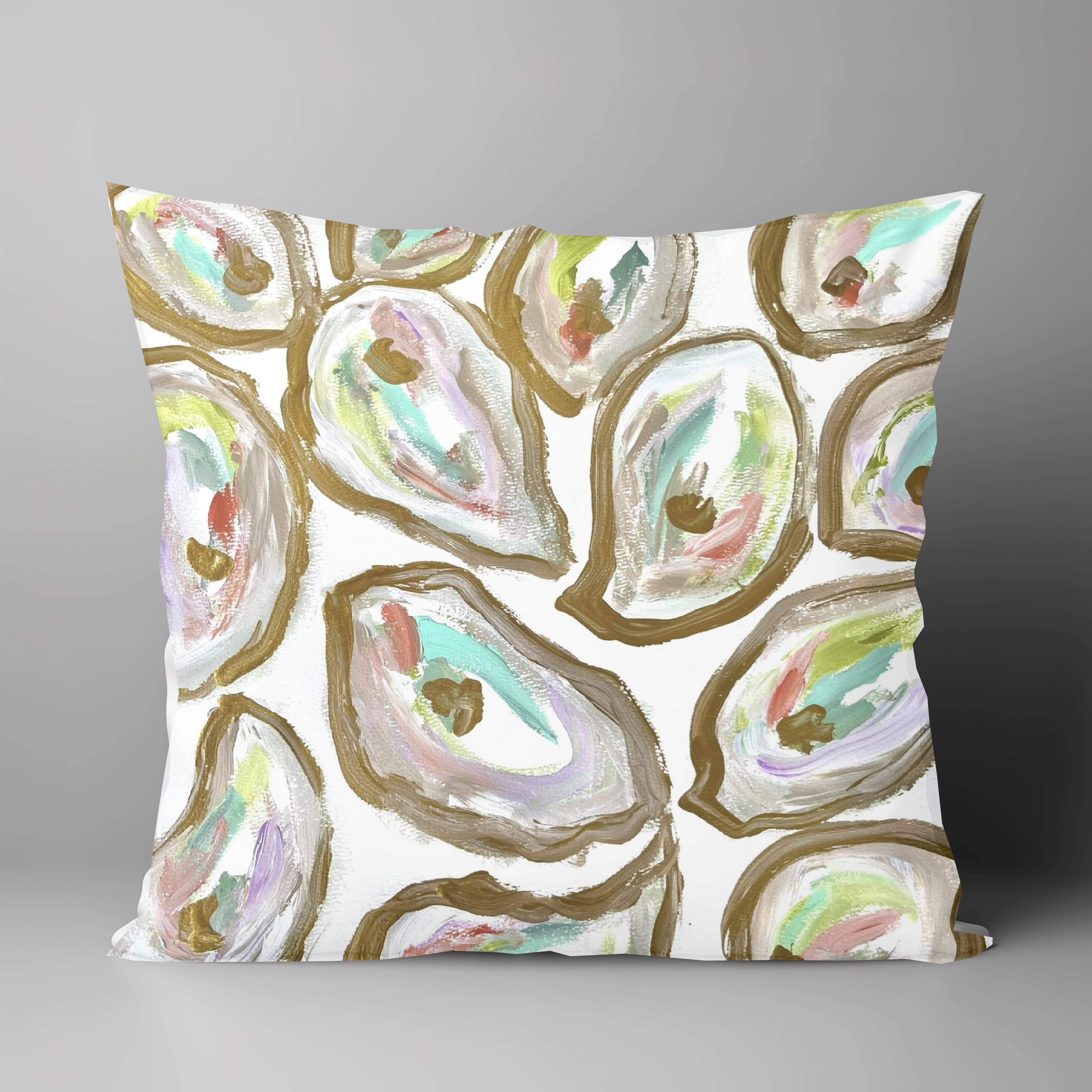 "Watercolor Oysters" on 18"x18" Pillow: 18"x18" / Pillow - Persnickety Shop