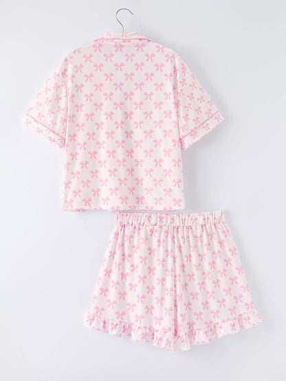 Mommy & Me Pink Bow Print Ruffle Pajama Set: 5 / KIDS - Persnickety Shop