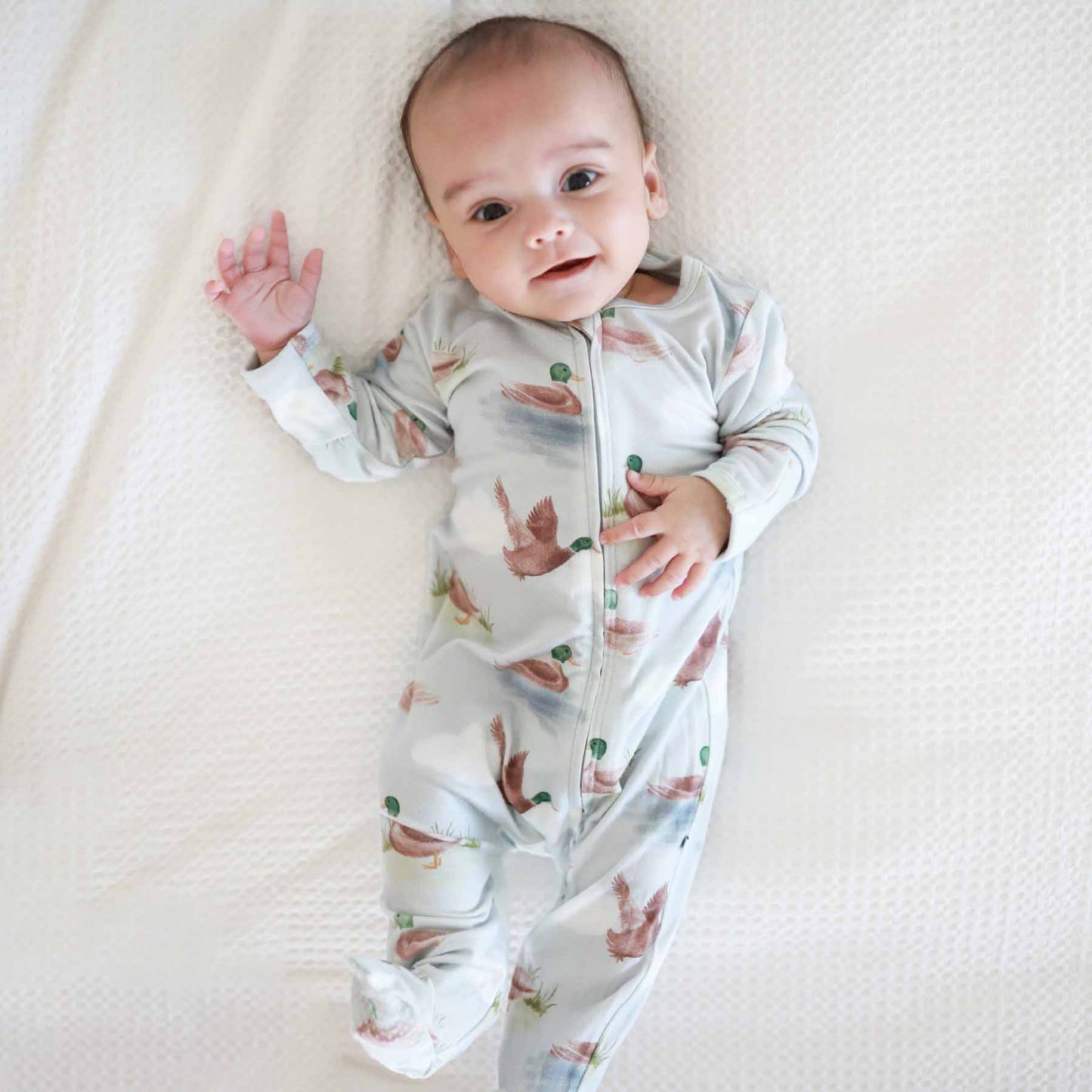 Little Duckling Zipper Footie: 0-3 months