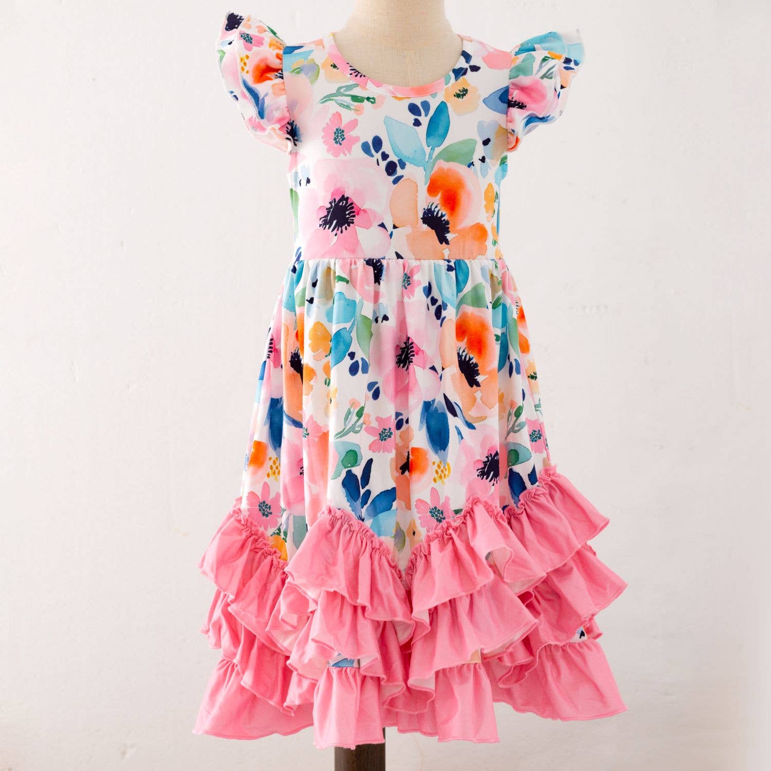 Watercolor Whisper Maxi Girls Dress: 7/8 YRS