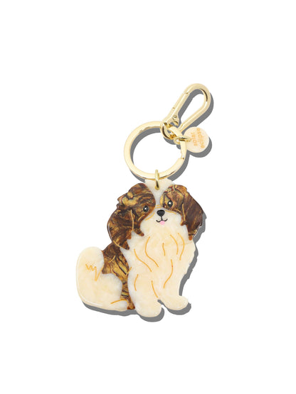 Hand-painted Shih Tzu Pup Bag Charm + Keychain | Eco-Friendly