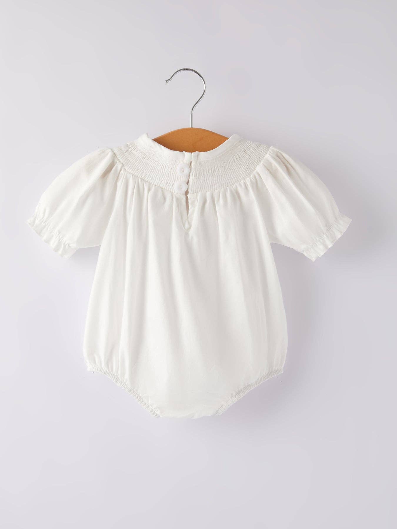 White  Smocked Church Christ Bishop Christening Girls Romper: 12M - Persnickety Shop