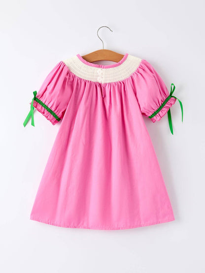 Christmas Pink Christmas Smocked Embroidery Tree Baby Girls Dress: 4 - Persnickety Shop