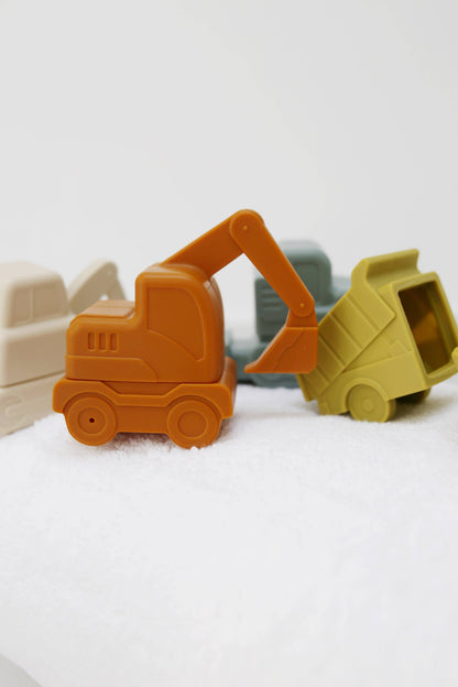 Construction Vehicle Mold Free Silicone Bath Toy Set  - Persnickety Shop