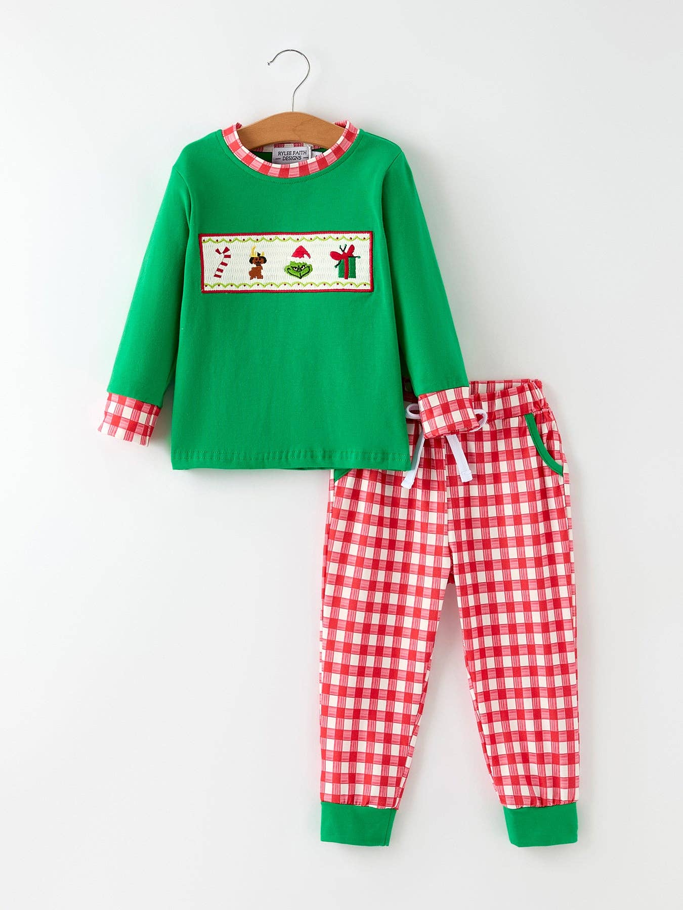 Christmas Character Candy Embroidery Green Boys Set: 6 - Persnickety Shop
