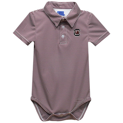 South Carolina Gamecocks Embroidered Stripe Polo Onesie: 12M
