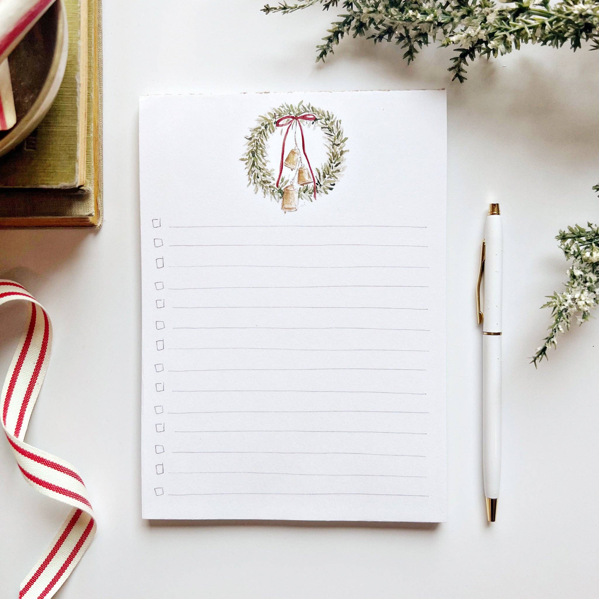 Christmas checklist notepad: Bell wreath - Persnickety Shop