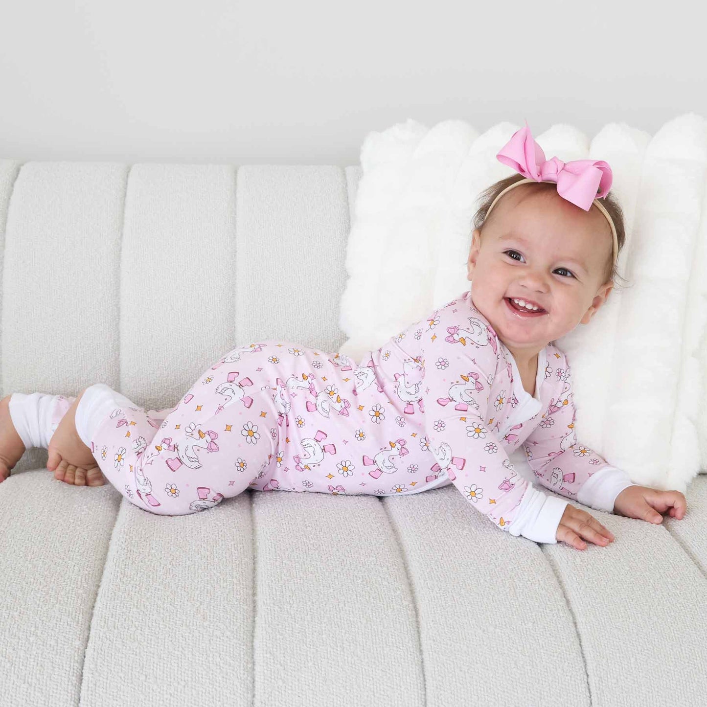 Silly Goose Convertible Zip Romper | Pink: 6-12 months - Persnickety Shop