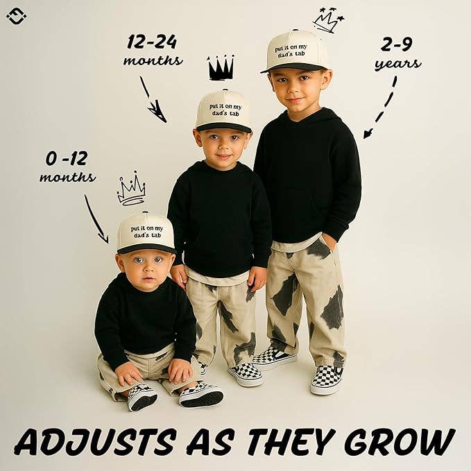 Kid/Baby 2-Tone Cap: Put It on My Dad's Tab (Black/Beige): Kids (2-9 Years)