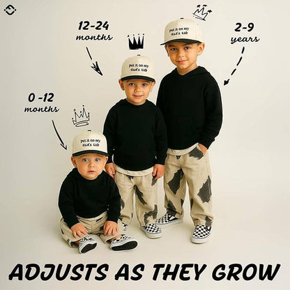 Kid/Baby 2-Tone Cap: Put It on My Dad's Tab (Black/Beige): Kids (2-9 Years)