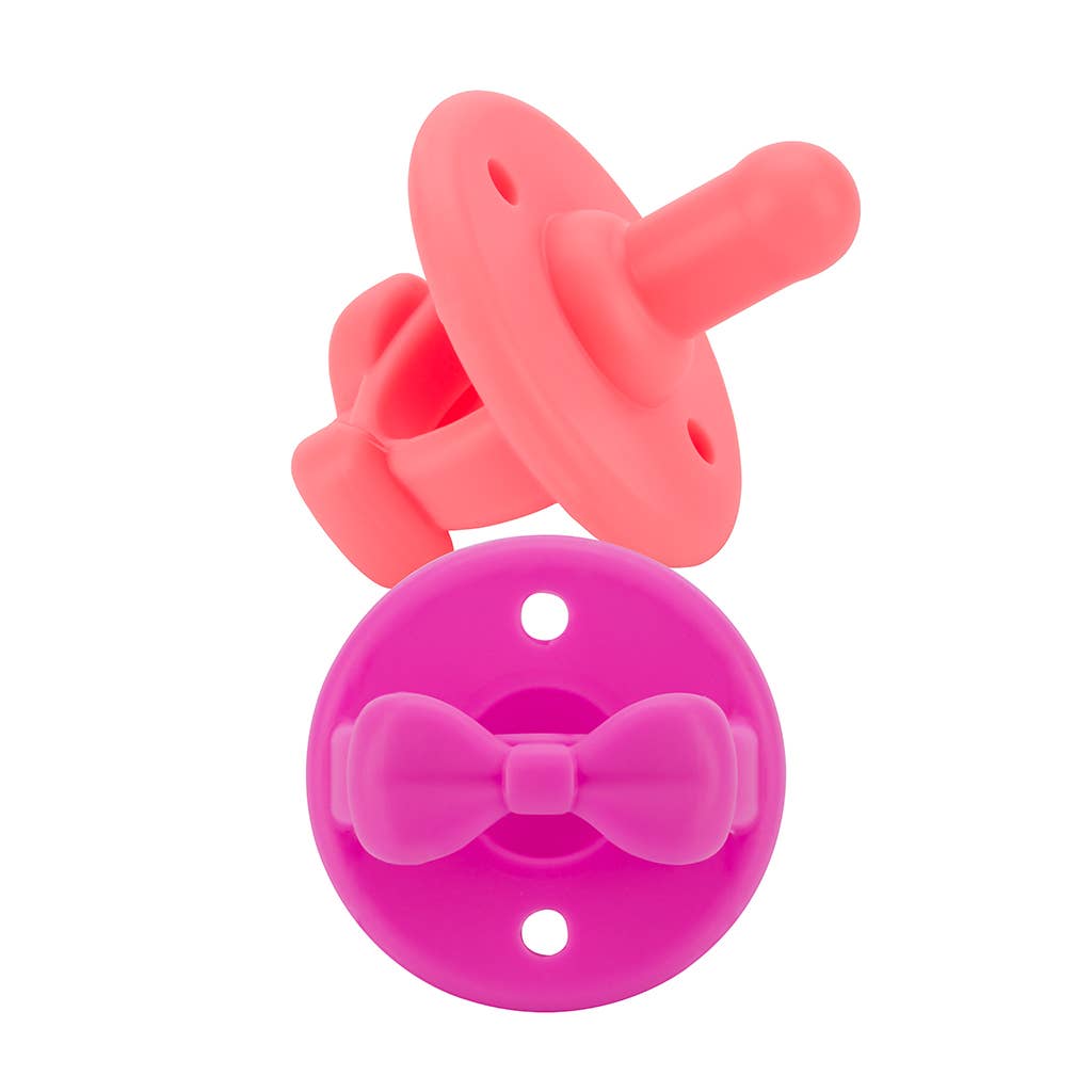 *NEW SIZE* Sweetie Soother™ Pacifier Sets (2-pack): 6-18 M Pink Bows - Persnickety Shop