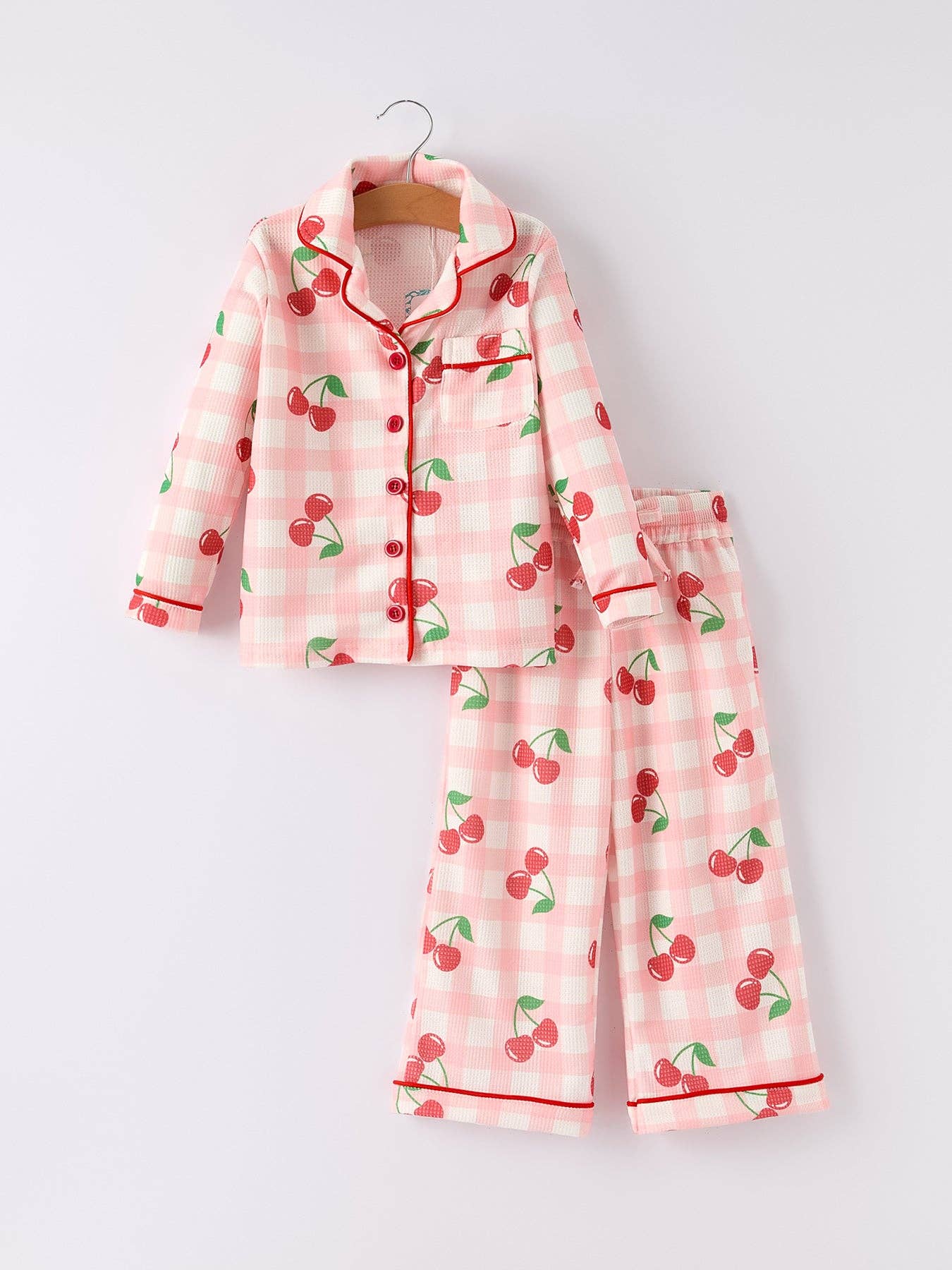 Waffle Cherry Girls Long Sleeve Set: 4 - Persnickety Shop