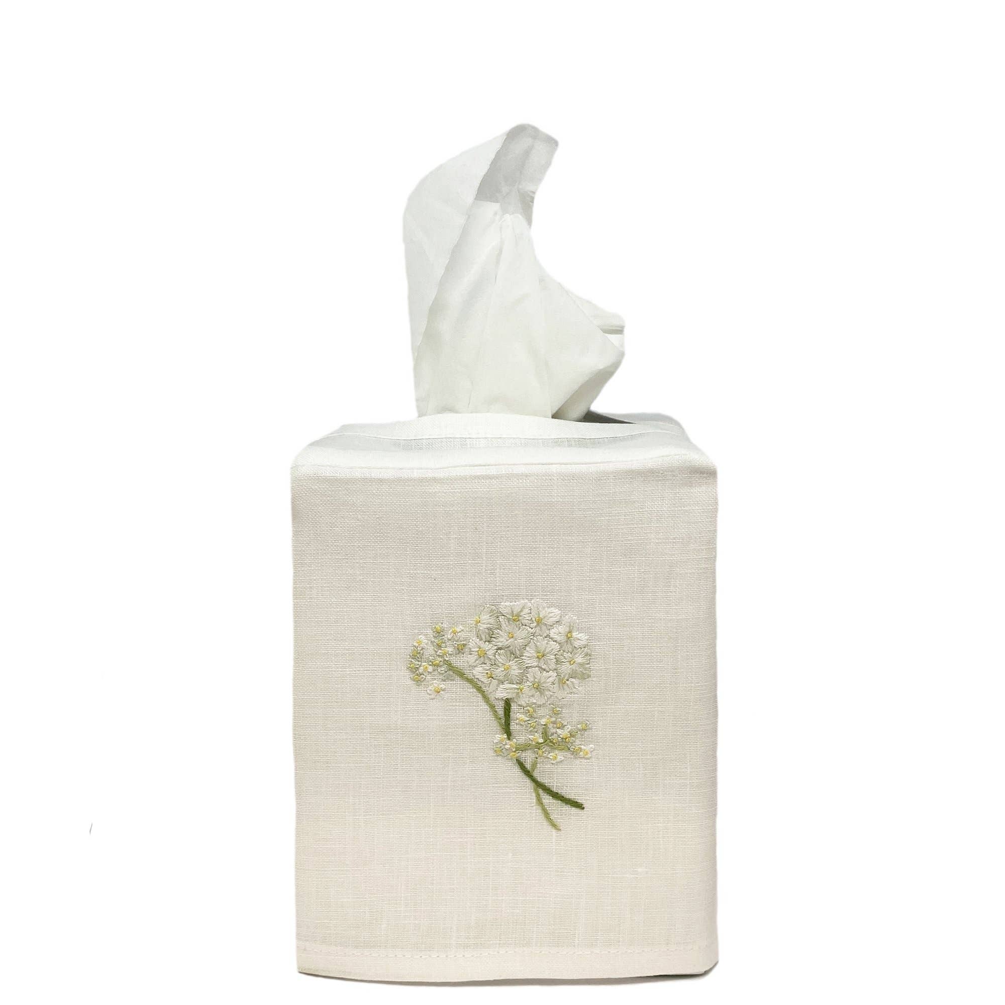 Hydrangea Linen Tissue Box Cover White - Persnickety Shop